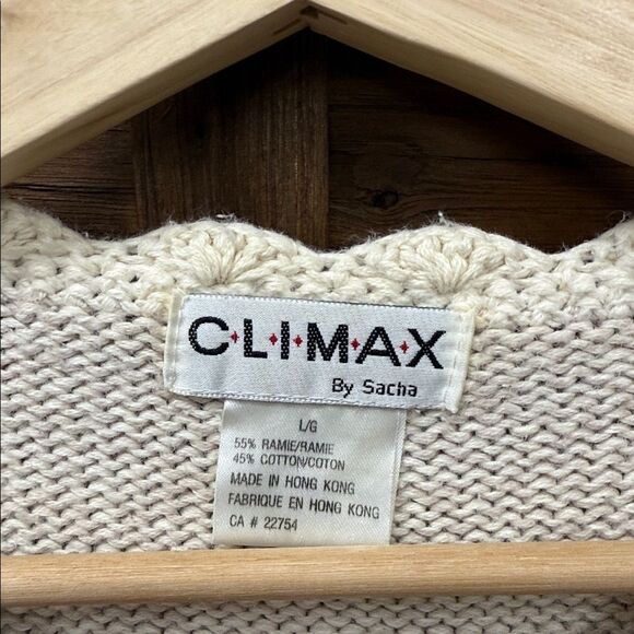 Vintage Climax Ramie Cozy Geometric Sweater with Floral Accents Sz L - Picture 3 of 4